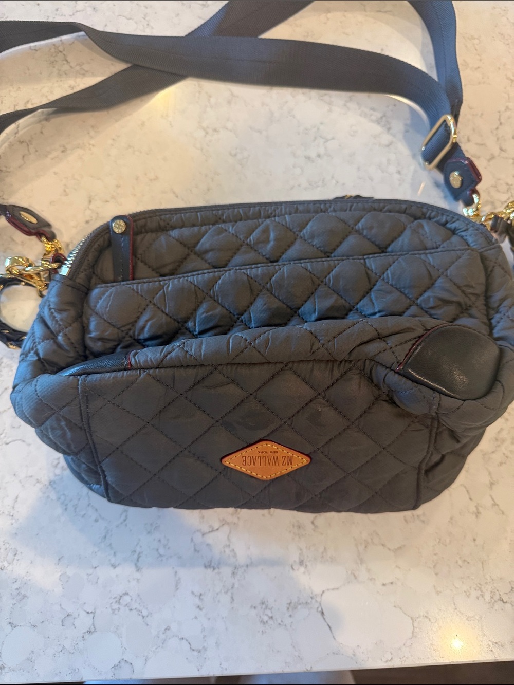 MZ Wallace Quilted Crossbody Bag in Black with Gold Hardware - Picture 6 of 8
